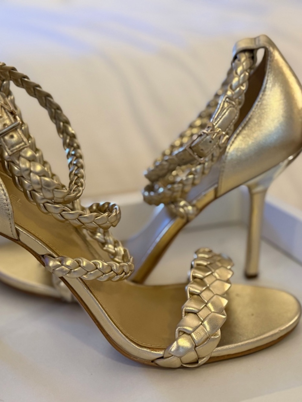 Michael Kors Metallic Braided High Heel Sandals - Gold